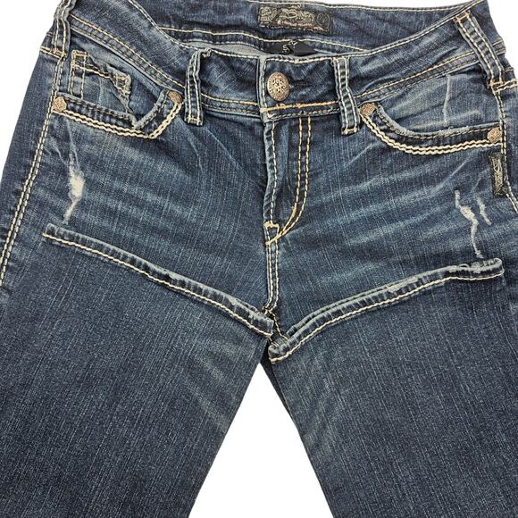 Silver Jeans Co Womans size W26/L31 Suki Mid Slim Bootcut Denim Blue Jeans Y2K - Picture 5 of 9